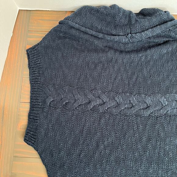 Pink Rose Open Knit Cowl Neck Navy Blue Sweater Vest NWT Size Small - Picture 8 of 16